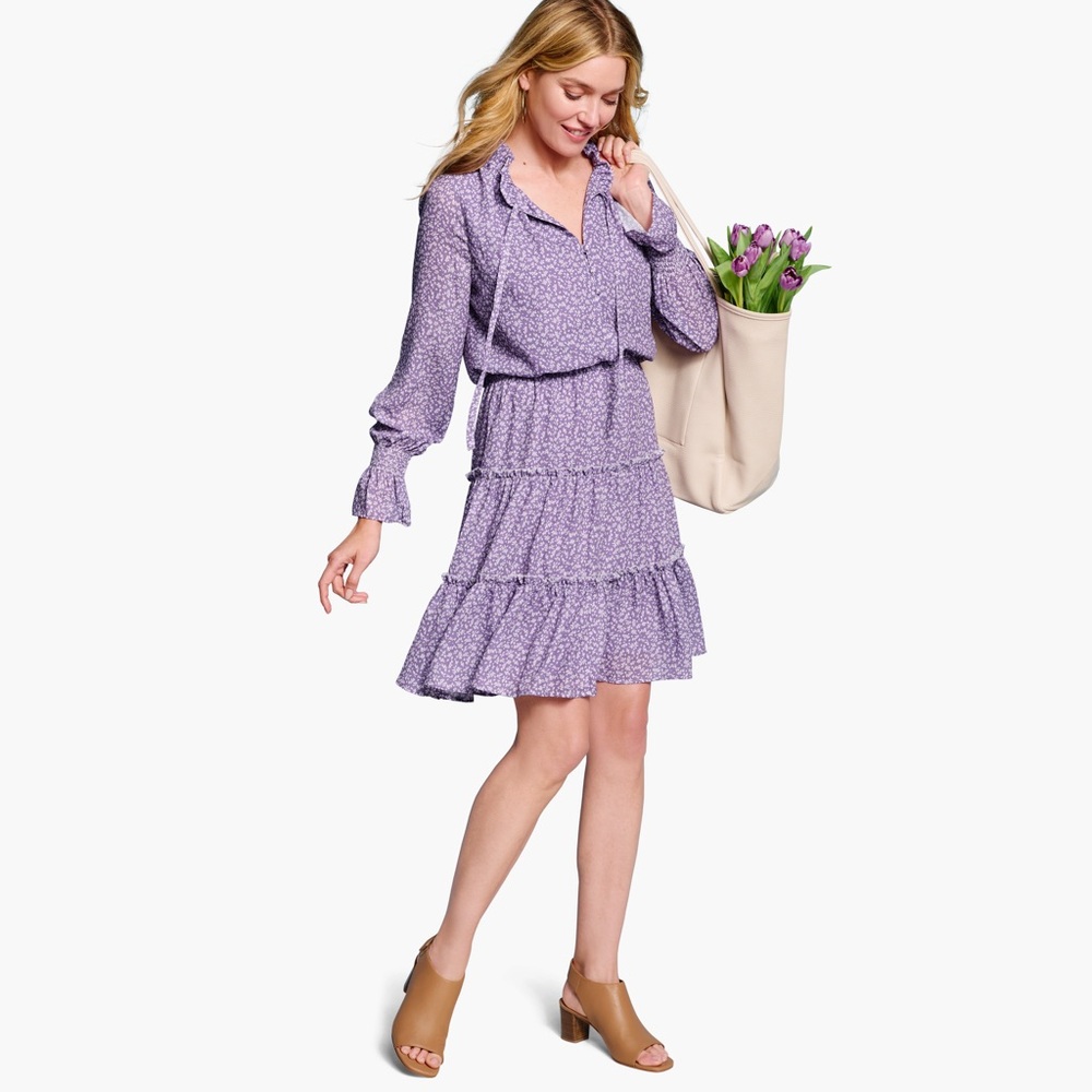 Johnston & Murphy Tiered Printed Dress Lilac Tiny Floral